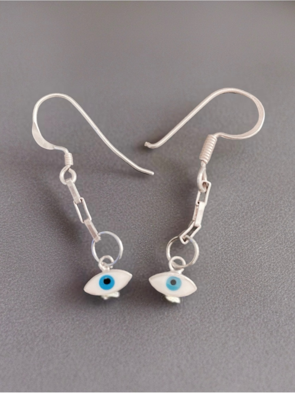 Sterling Silver Blue Evil Eye Drop Earrings